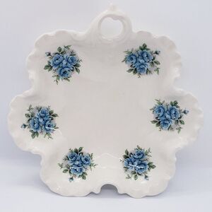 Jaeger's Ceramics P.E.I. Scalloped Blue Roses Dish